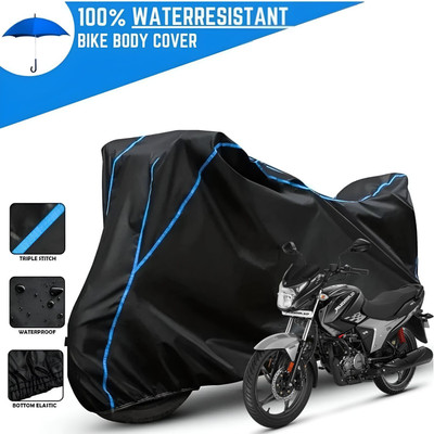 OliverX Waterproof Two Wheeler Cover for Hero(Glamour, Black, Blue)