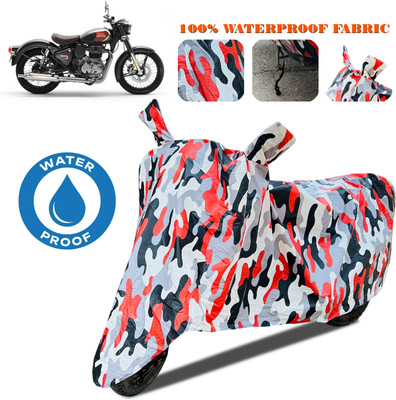 ANTHUB Waterproof Two Wheeler Cover for Royal Enfield(Classic Stealth Black, Red, White)