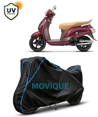 MOVIQUE Waterproof Two Wheeler Cover for Suzuki(New Access 125, Black, Blue)