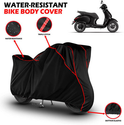 GKG Waterproof Two Wheeler Cover for Bajaj(Chetak, Black, Red)