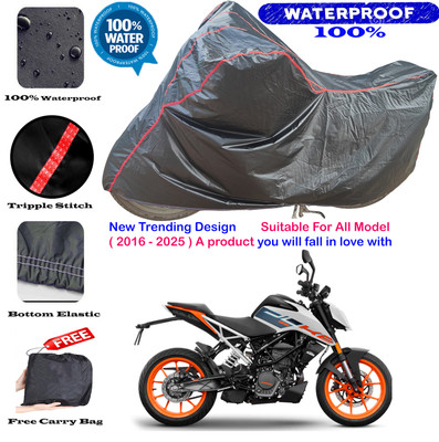 OliverX Waterproof Two Wheeler Cover for KTM(125 Duke, Black, Red)