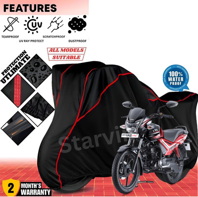 Starvin Waterproof Two Wheeler Cover for TVS(Star City, Black, Red)