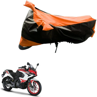 Mdstar Waterproof Two Wheeler Cover for Bajaj(Pulsar RS 200, Black, Orange)