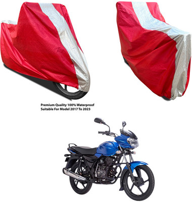 AutoGalaxy Waterproof Two Wheeler Cover for Bajaj(Discover 100 DTS-i, Silver, Red)