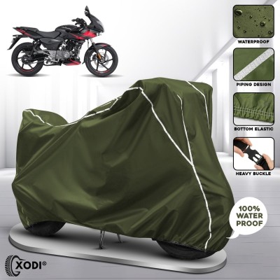 xodi Waterproof Two Wheeler Cover for Bajaj(Pulsar 220F, Green, White)