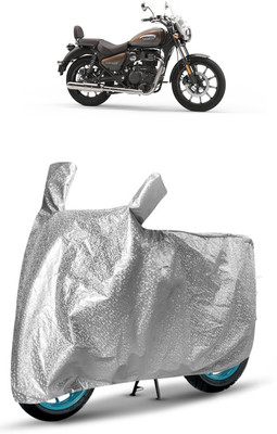 J S R Waterproof Two Wheeler Cover for Royal Enfield(Meteor 350, Silver)