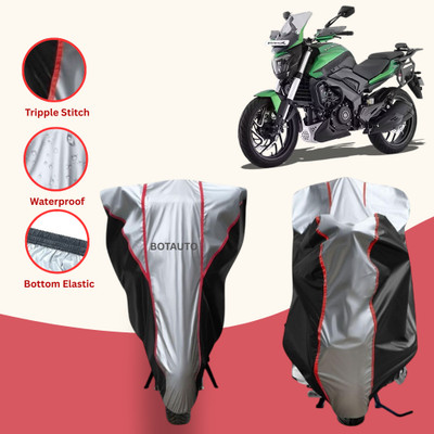 Delphinium Waterproof Two Wheeler Cover for Bajaj(Dominar 400, Silver, Black)