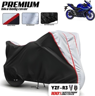 Mwiss Waterproof Two Wheeler Cover for Yamaha(YZF R3, Black, Silver)