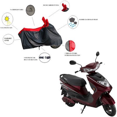 RiderShine Waterproof Two Wheeler Cover for Okinawa(Ridge, Black, Red)
