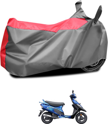 CODOKI Waterproof Two Wheeler Cover for TVS(Scooty Pep Plus, Grey, Red)