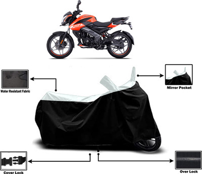 Amexride Two Wheeler Cover for Bajaj(Pulsar NS125, White, Black)