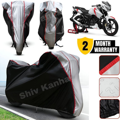 Shiv Kanha Waterproof Two Wheeler Cover for TVS(Apache RTR 160, Black, Silver)