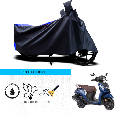 ANTHUB Waterproof Two Wheeler Cover for Yamaha(Fascino, Black, Blue)