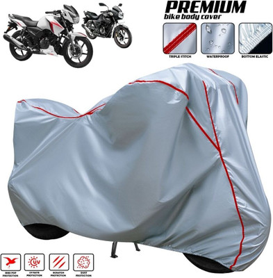 SThanaveX Waterproof Two Wheeler Cover for TVS(Apache RTR 200 Fi E100, Silver, Red, Multicolor)