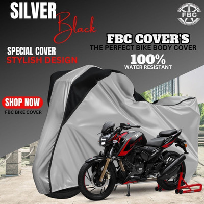 FBC Waterproof Two Wheeler Cover for TVS(Apache RTR 200 4V, Silver, Black)