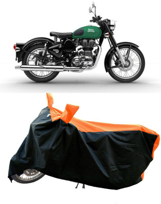 DeepShakshi AUTOMOTIVE Waterproof Two Wheeler Cover for Royal Enfield(Battle Green, Orange)
