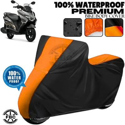 AutoGalaxy Waterproof Two Wheeler Cover for Suzuki(Burgman Street 125, Black, Orange)