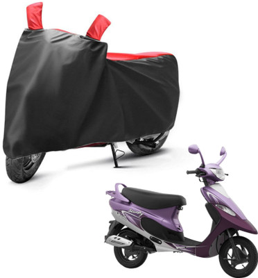 sowelar Waterproof Two Wheeler Cover for TVS(Pep Plus, Black, Red)