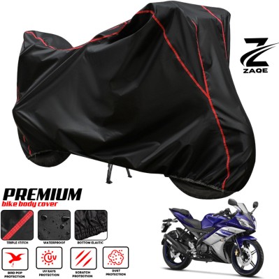 ZAQE Two Wheeler Cover for Yamaha(R15 V3, Black, Red)