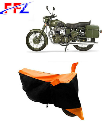 FFZ Waterproof Two Wheeler Cover for Royal Enfield(Battle, Black, Orange)