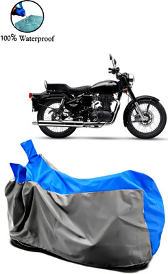 APNEK Waterproof Two Wheeler Cover for Royal Enfield(Bullet 350, Grey, Blue)