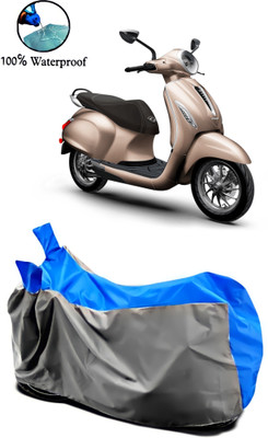 Autofly Waterproof Two Wheeler Cover for Bajaj(Chetak, Grey, Blue)