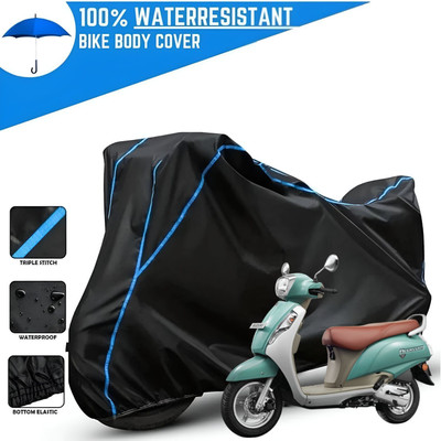 OliverX Waterproof Two Wheeler Cover for Suzuki(Access 125, Black, Blue)