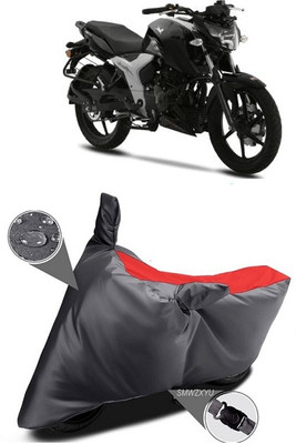 smwzxyu Waterproof Two Wheeler Cover for Hero, Bajaj, Yamaha, Royal Enfield, KTM, TVS(Apache RTR 160 4V, Black, Red)
