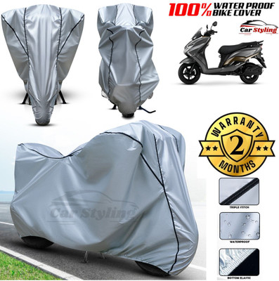Car Styling Waterproof Two Wheeler Cover for Suzuki(Burgman Street 125, Silver, Black)
