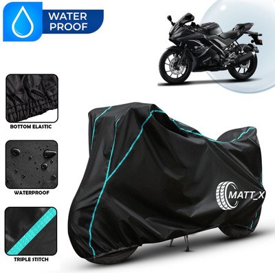 MATT_X Waterproof Two Wheeler Cover for Yamaha(R15, Black, Blue)
