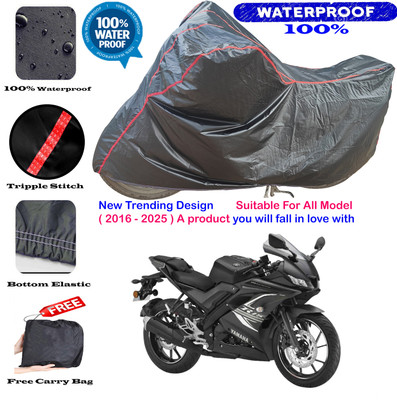 AutoGalaxy Waterproof Two Wheeler Cover for Yamaha(YZF R15 BS6, Black, Red)