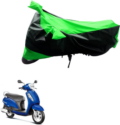 Mdstar Waterproof Two Wheeler Cover for Suzuki(Access, Black, Green)