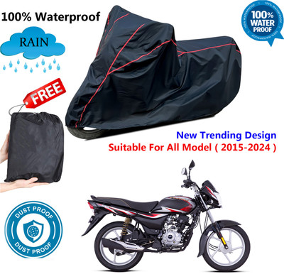 AutoGalaxy Waterproof Two Wheeler Cover for Bajaj(Platina 100 DTS-i, Black, Red)
