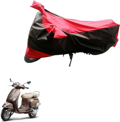 Mdstar Waterproof Two Wheeler Cover for Piaggio(Vespa VXL, Black, Red)