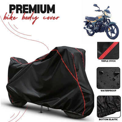 Kishori Enterprises Waterproof Two Wheeler Cover for Bajaj(CT100, Black, Red)