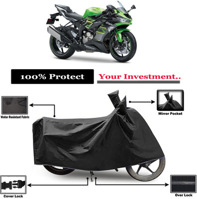 Amexride Two Wheeler Cover for Kawasaki(Ninja ZX-6R, Black)