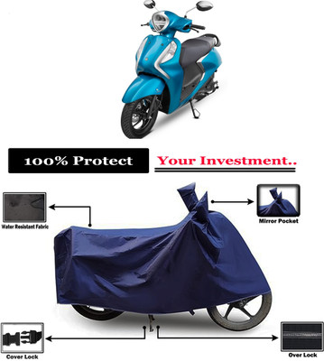 Amexride Two Wheeler Cover for Yamaha(Fascino, Blue)