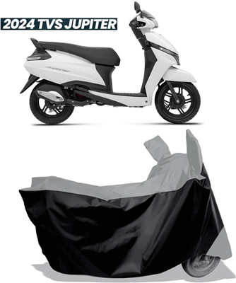 Amexride Two Wheeler Cover for TVS(Jupiter, Grey, Black)
