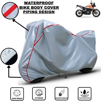LE PRA Waterproof Two Wheeler Cover for KTM(390 Adventure, Silver, Red)