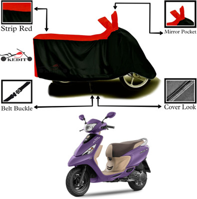 KEDIT Two Wheeler Cover for TVS(Scooty Zest 110, Red, Black)