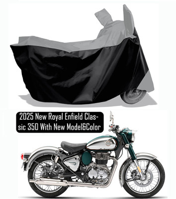 Amexride Two Wheeler Cover for Royal Enfield(Classic 350, Grey, Black)