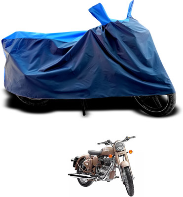 PAGORA Waterproof Two Wheeler Cover for Royal Enfield(Classic Desert Storm, Black, Blue)