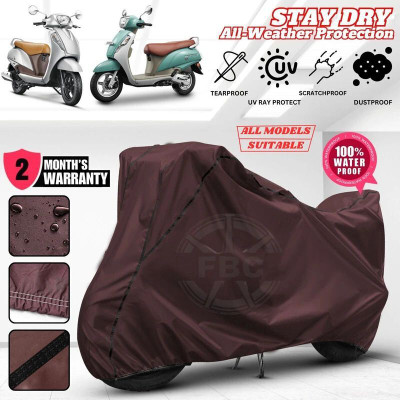 FBC Waterproof Two Wheeler Cover for Suzuki(Access 125, Maroon, Black)