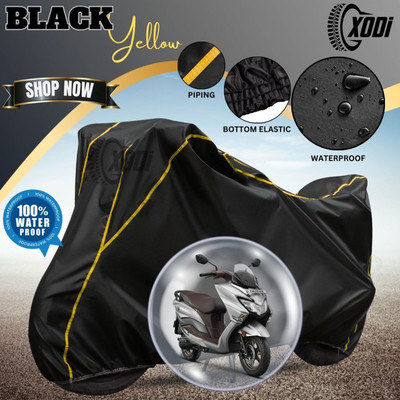 xodi Waterproof Two Wheeler Cover for Suzuki(Burgman Street 125, Black, Yellow)