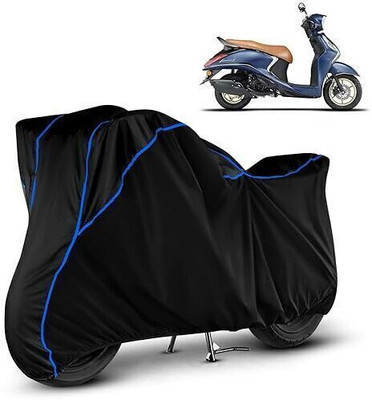 DeepShakshi AUTOMOTIVE Waterproof Two Wheeler Cover for Yamaha(Fascino 125, Black, Blue)