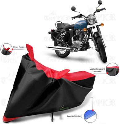 sowelar Waterproof Two Wheeler Cover for Royal Enfield(Bullet 350 New BS6, Black, Red)