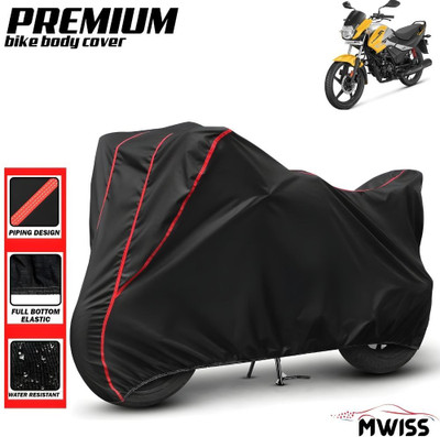 Mwiss Waterproof Two Wheeler Cover for Hero(Passion Pro, Black, Red)