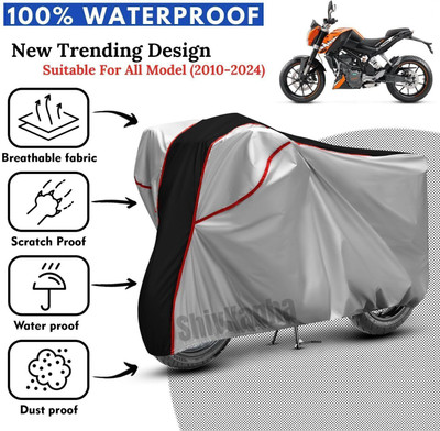 Shiv Kanha Waterproof Two Wheeler Cover for KTM(Duke 390, Silver, Black)