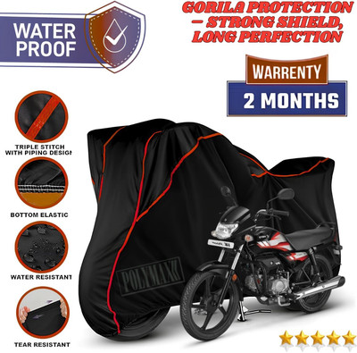 POLYMAXX Waterproof Two Wheeler Cover for Hero(HF Deluxe, Black, Red)