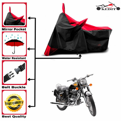 KEDIT Two Wheeler Cover for Royal Enfield(Bullet 350 New BS6, Red, Black)